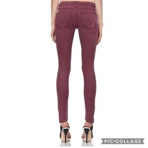 Mother‎ Jeans Womens Size 24 The Looker POP! Low Rise Skinny Dye Deep Maroon